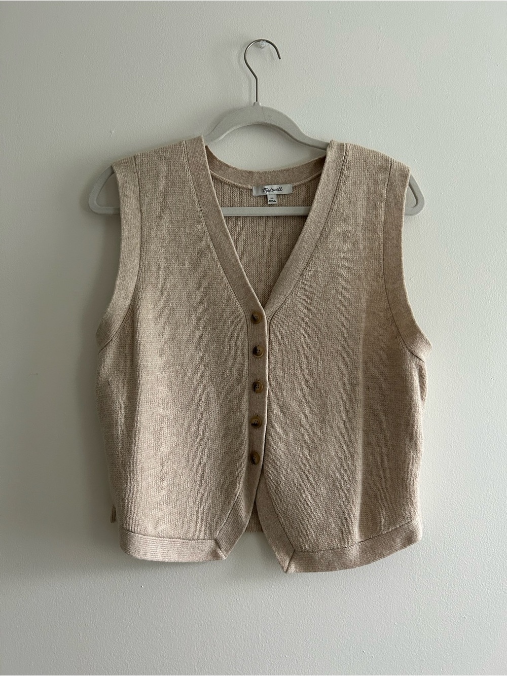 Madewell Beige Button-Front Knit Vest